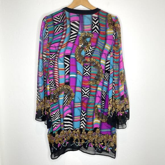 Diane Freis Silk Tunic Top Womens Large Sequin Coins Button Up Multicolor - Picture 5 of 5